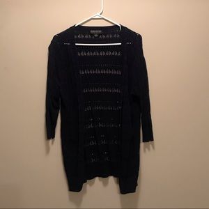 Forever21 3/4 Tribal Knit Navy Cardigan